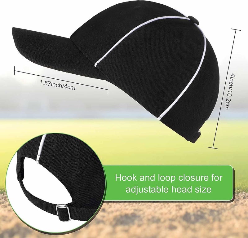 2 Packs Referee Hat Adjustable Black with White Stripes Soccer Official Cap Football Hat